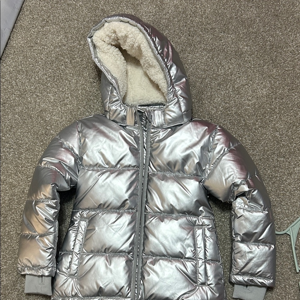 Kids Silver Puffer Jacket